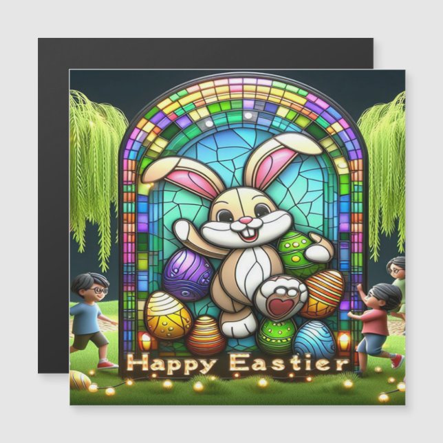 Carte Magnétique L'Idéationnelle Abstraite du lapin de Pâques (Devant / Derrière)