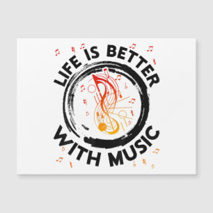 Carte Magnétique Life is Better With Music Notes Musicien Musique L