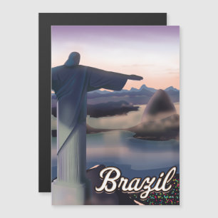 Carte Magnétique L'imprimé d'affiches de voyage du Brésil.