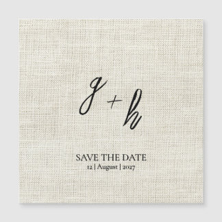 Carte Magnétique Linge blanc minimaliste Vintage Date de sauvegarde