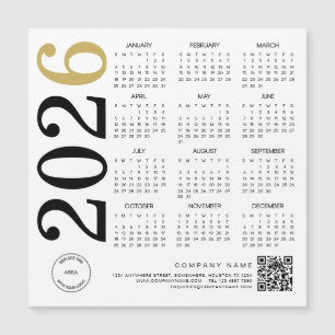 Carte Magnétique Logo 2023 Gold White Calendar Code QR Business