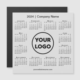 Carte Magnétique Logo 2024 de l'entreprise Calendrier sur l'aimant