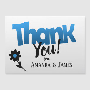 Carte Magnétique Logo Bold Blue avec Fleur Clipart - Merci