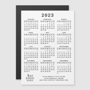Carte Magnétique Logo Calendrier magnétique 2023 Blanc Noir Simple