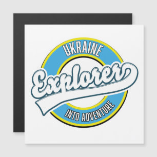 Carte Magnétique Logo d'aventurier explorant l'Ukraine.