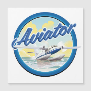 Carte Magnétique Logo d'avion de mer bleu aviateur