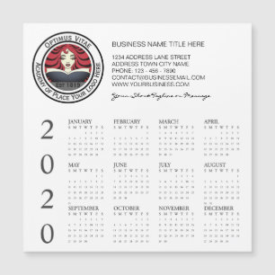 Carte Magnétique Logo de calendrier des affaires 2020