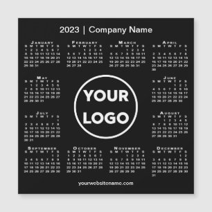 Carte Magnétique Logo de l'entreprise Calendrier 2023 sur Black Mag
