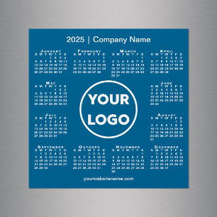 Carte Magnétique Logo de l'entreprise Calendrier 2025 sur Blue Magn