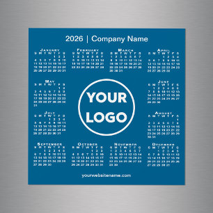 Carte Magnétique Logo de l'entreprise Calendrier 2026 sur Blue Magn
