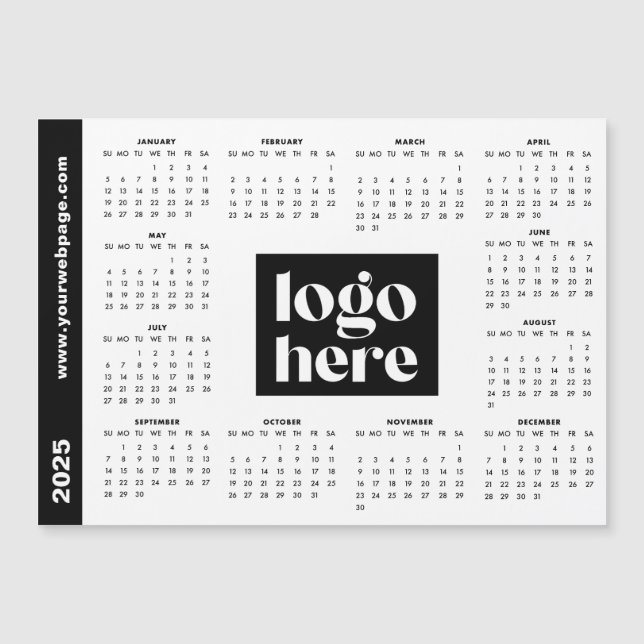 Carte Magnétique Logo d'entreprise 2025 blanc Calendrier magnétique (Devant)