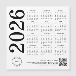 Carte Magnétique Logo du calendrier 2025 QR Code Black & White Busi