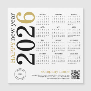 Carte Magnétique Logo du calendrier 2026 Code QR Bonne année