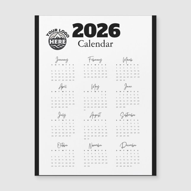 Carte Magnétique Logo Entreprise 2026 Calander sur mesure (Devant)