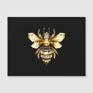 Carte Magnétique Logo Faux Gold Foil Bee Polygonal sur Noir