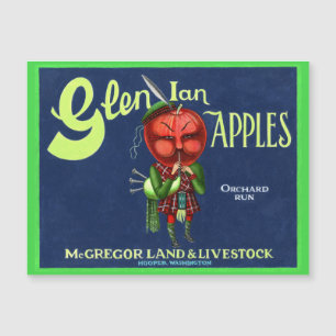 Carte Magnétique Logo Pommes Glen Ian Vintage, Hooper, Washington, 