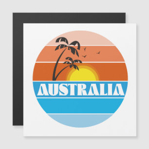 Carte Magnétique Logo rétro du coucher de soleil australien des ann