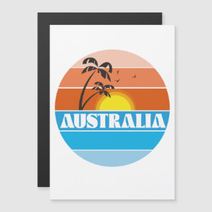 Carte Magnétique Logo rétro du coucher de soleil australien des ann