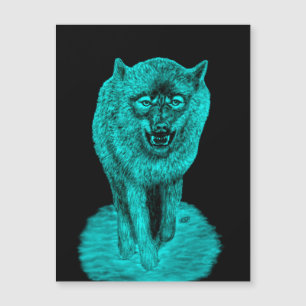 Carte Magnétique Loup noir en colère dans la nuit