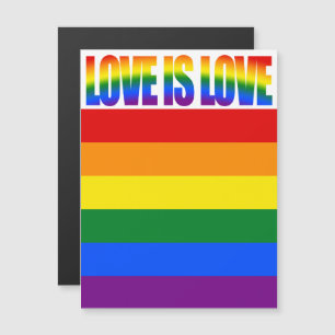 Carte Magnétique Love is Love Text Gay pride LGBT Rainbow Flag