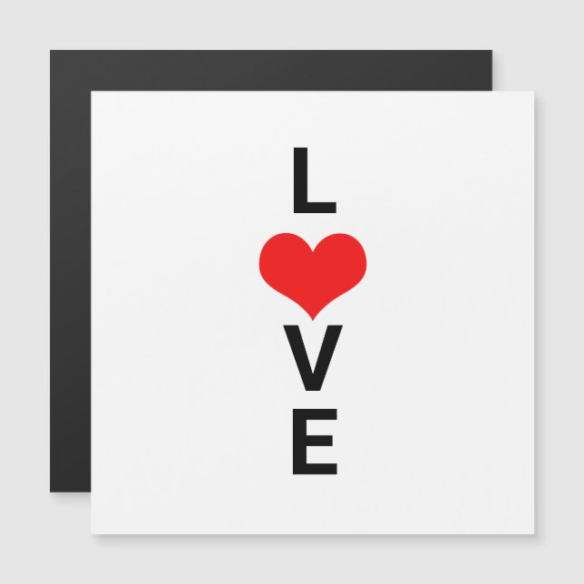 Carte Magnétique Love Red Heart mignon Valentine's Day White Custom (Devant / Derrière)