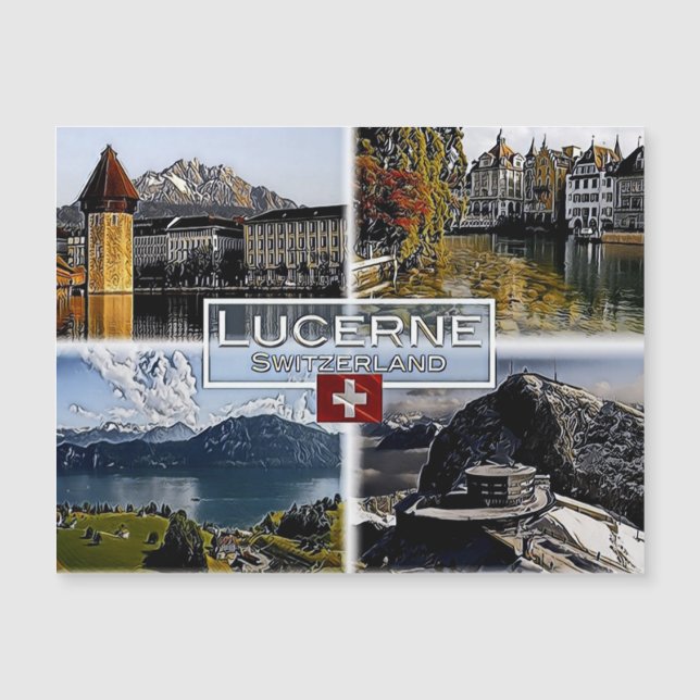 Carte Magnétique Lucerne - Suisse - Mosaïque - (Devant)