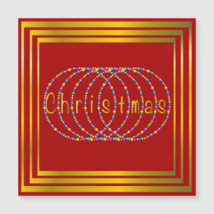 Carte Magnétique Lumières de Noël Design en rouge avec or