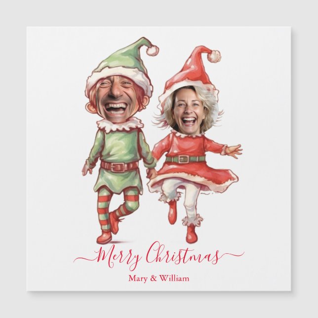 Carte Magnétique lutins de Noël couple (Devant)