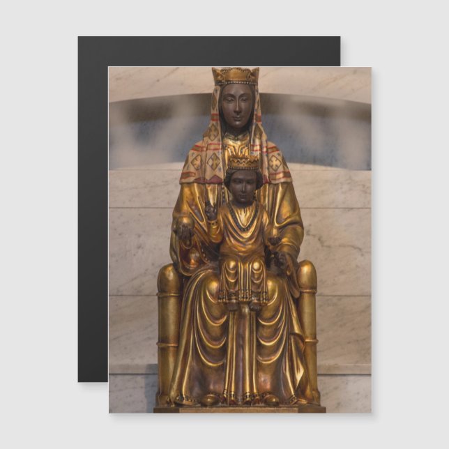 Carte Magnétique Madonna de Montserrat Noir Vierge Marie (Devant / Derrière)