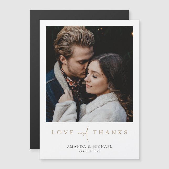 Carte Magnétique Magnat de Merci de Mariage photo personnalisé (Devant / Derrière)