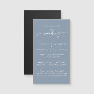 Carte Magnétique MAGNETIC DUSTY BLUE Wedding Inviter Date d'enregis