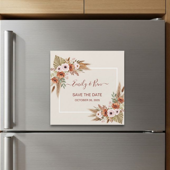 Carte Magnétique Magnetic Save the Date Card – Rustic Boho Style (Créateur téléchargé)
