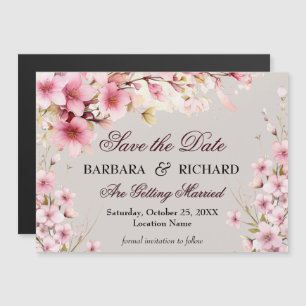 Carte Magnétique Magnétique Élégant Floral Mariage Enregistrez la D