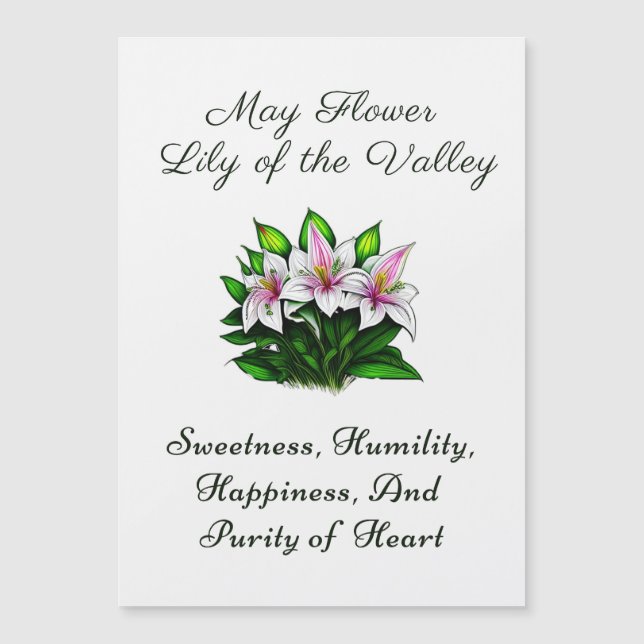 Carte Magnétique Mai Mois de naissance Lys de fleurs de la vallée F (Devant)