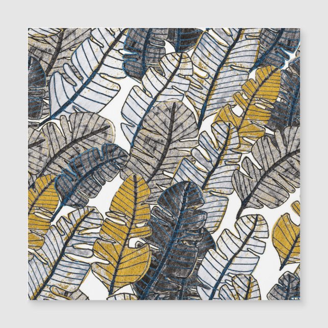 Carte Magnétique Main tirée : Feuilles tropicaux (Devant)