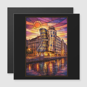Carte Magnétique Maison dansante de Prague Verre coloré Coucher de 