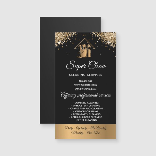 Carte Magnétique Maison de ménage moderne Parties scintillant dorée (Devant / Derrière)