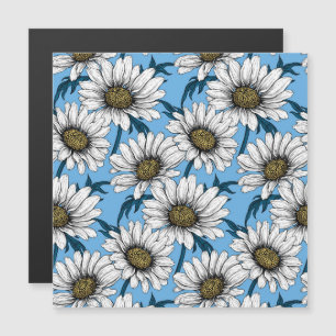 Carte Magnétique Maisonnettes, fleurs sauvages sur bleu