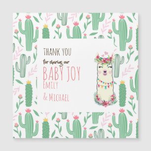 Carte Magnétique Mama Llama Fiesta Baby Girl Douche Partyware