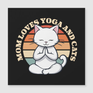 Carte Magnétique Maman aime les chats et le yoga