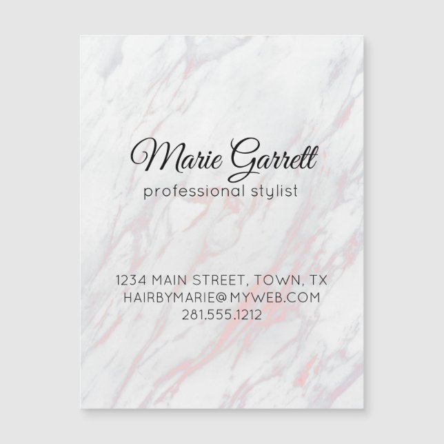 Carte Magnétique Marbre moderne rose et gris (Devant)