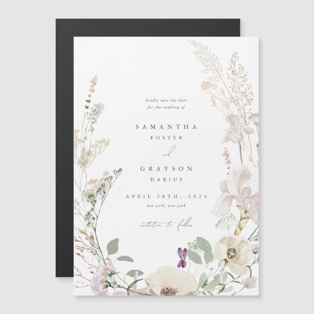 Carte Magnétique Mariage botanique Enregistrer l'aimant de la date (Devant / Derrière)