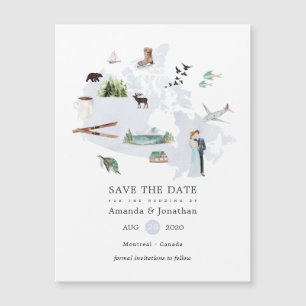 Carte Magnétique Mariage de destination au Canada aquarelle