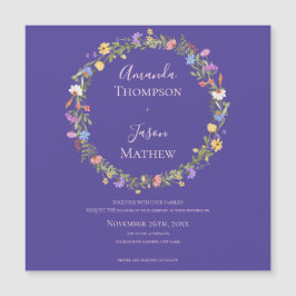 Carte Magnétique Mariage de fleur sauvage de fleurs violettes rose