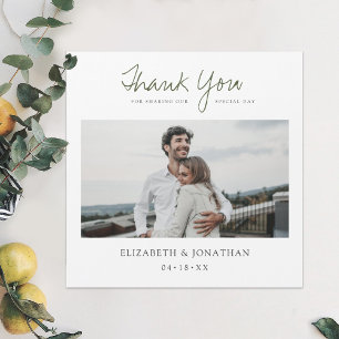 Carte Magnétique Mariage de photo en vert Script