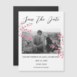 Carte Magnétique Mariage de photos de fleurs de cerisier rose Magne