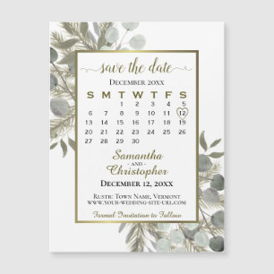 Carte Magnétique Mariage de pin d'or Enregistrer le calendrier de l