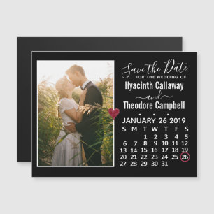 Carte Magnétique Mariage Enregistrer la date Janvier 2019 Calendrie