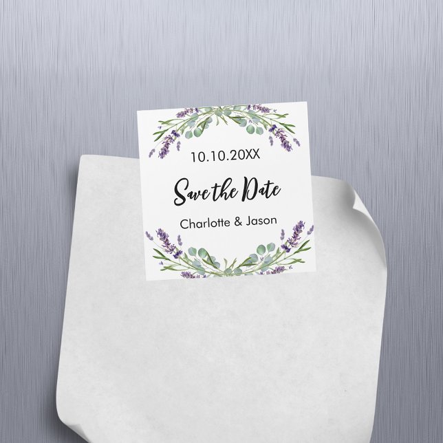 Carte Magnétique Mariage Lavender eucalyptus Enregistrer l'aimant D (Créateur téléchargé)