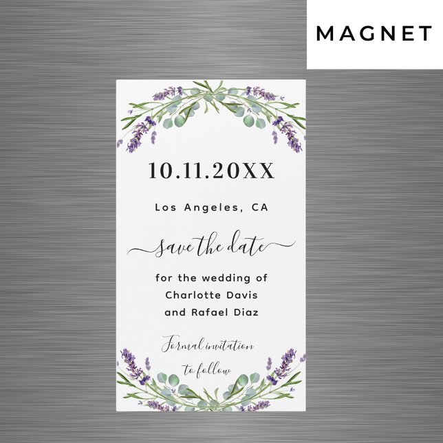 Carte Magnétique Mariage Lavender eucalyptus Enregistrer l'aimant D (Créateur téléchargé)